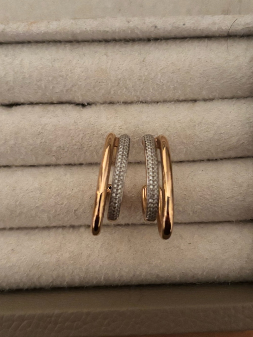 14k Gold and Silver Diamond Two-Tone Pavé Hoop Earrings - Women Jewelry